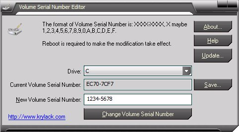 hard disk serial number changer 1.0