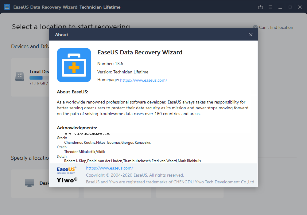 Serial key for EaseUS Data Recovery Wizard