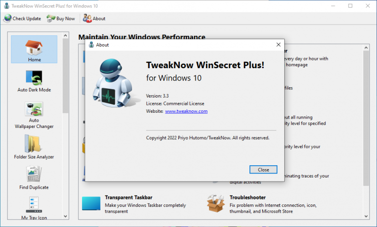 TweakNow WinSecret Plus! for Windows 11 and 10 4.8.2 free instals