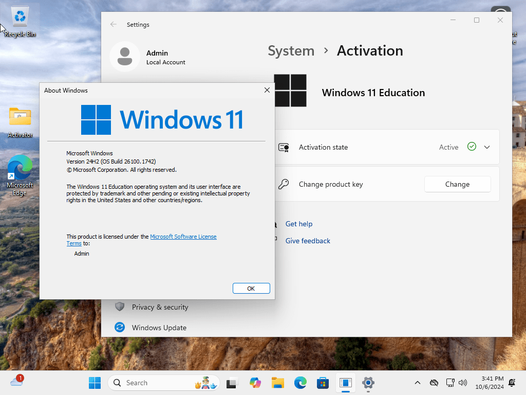 Windows 11 24h2 about